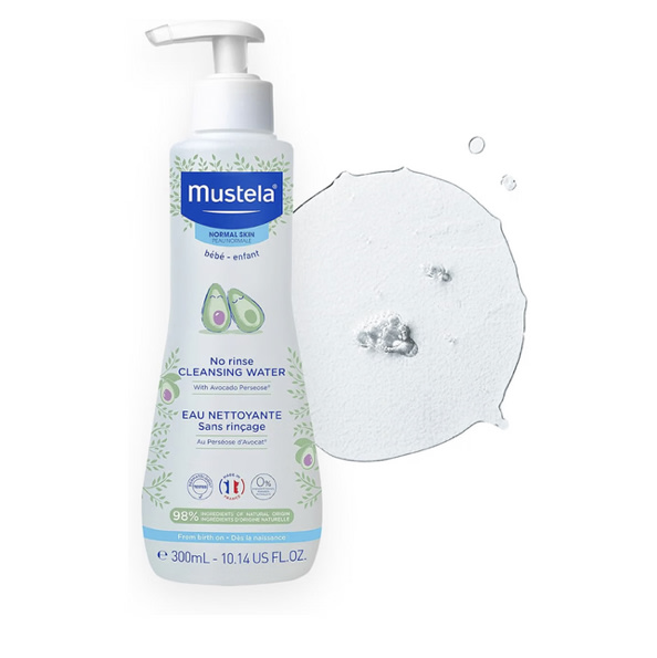 Mustela Baby Cleansing Water - No-Rinse Micellar Water - with Natural Avocado & Aloe Vera - for Baby's Face, Body & Diaper - 1 or 2-Pack - Various Sizes
