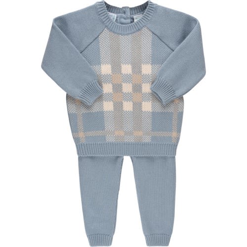 Baby Plaid Cotton Sweater & Pants Set, 6M, Vintage Blue