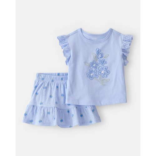 Baby Girl 2-Piece Floral Top & Skort Set - Blue | Carter's