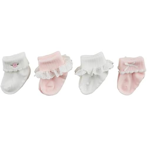 Mud Pie Children's Pink Foldover Sock Set; 0-6M