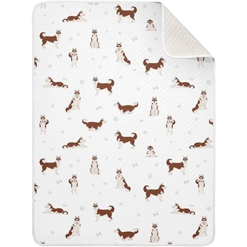 Swaddle Blanket for Siberian Husky Dogs Baby Receiving Blanket Muslin Baby Swaddles Soft Cotton Breathable Nursery Blankets for Unisex Boys and Girls 30x40 Inch