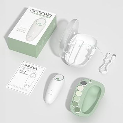 Momcozy Baby Nail File Electric, Gentle Baby Nail Trimmer Electric Rechargable, Baby Nail Clipper Electric, 7 Grinding Head Replacement Pads