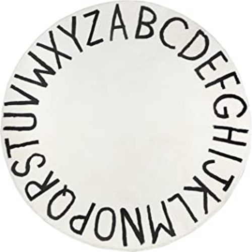 Topotdor Round Kids Play Rug Alphabet Nursery Area Rug Extra Large Soft Crawling Play Mat for Children Toddlers Bedroom (63 inch, Beige)