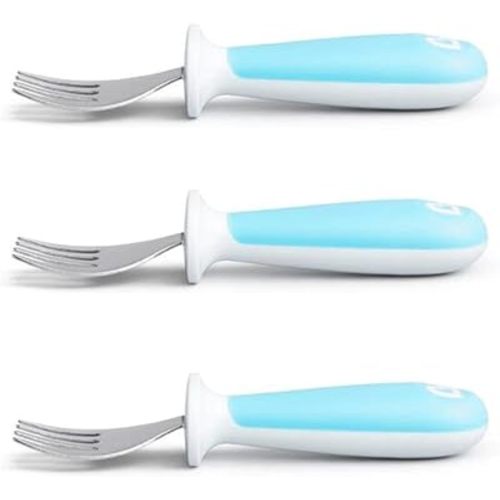 Munchkin® Raise™ Toddler Fork Set, 3 Pack, Stainless Steel, Plastic, Adorable Pink Toddler Utensils Forks: Munchkin’s 3-Piece Set for Happy Mealtimes! (Blue)