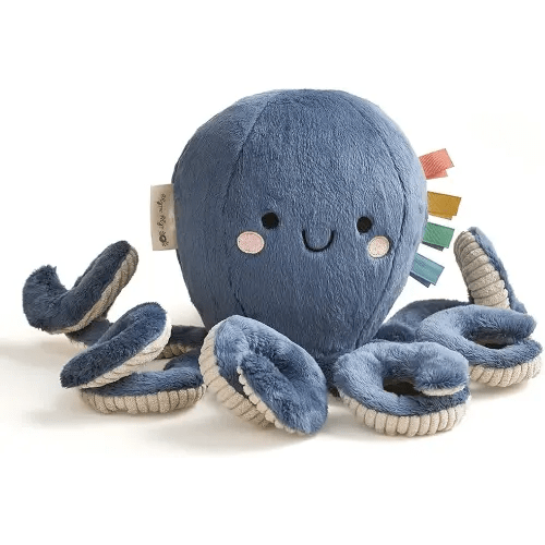 Itzy Ritzy Snuggles Plush Toy – Soft Stuffed Animal for Babies, Kids & Adults – Sensory Ribbons & Textured Fabrics for Tactile Play – Cozy & Cuddly Companion for Newborns & Up (Octopus)