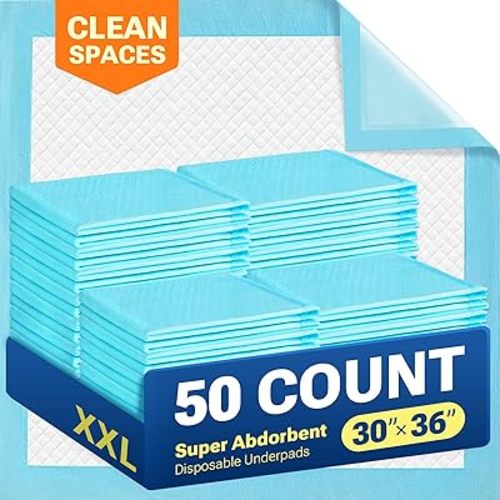 Clean Spaces Extra Large Puppy Pads 28"x34",Super Absorbent Disposable Pee Pads for Dogs / Wee Wee Pads / Potty Training Pads, Incontinence Bed Underpads for Adults, 50 Count