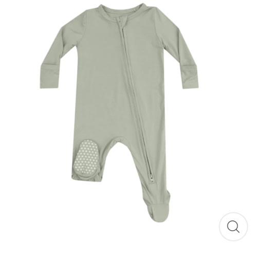 2 Way Zipper Footie - Solid Desert Sage