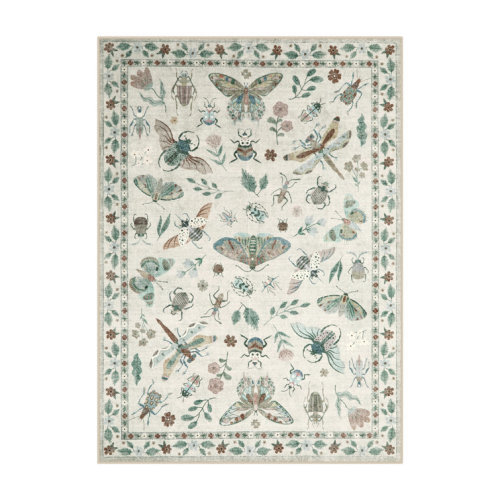 Insect Print Washable Rugs for Living Room Ultra-Thin Non-Slip Modern Bedroom Large Carpet
