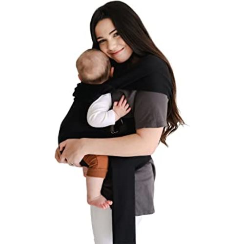Lalabu Simple Baby Wrap | Forget The Complex Baby Sling Wrap, Grab a Simple No-Tie, Comfortable & Easy-to-Use Lalabu Baby Wearing Wrap | Infant Baby Carrier Wrap for 3 Months - 2 Years (Pure Black)