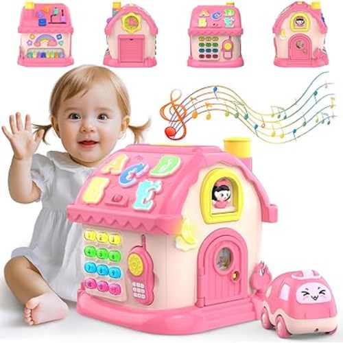 Montessori Toys for 1 Year Old Girl Gifts, 12-in-1 Musical House Toddler Learning Toys for 1-2, 1st First Birthday Gifts for Girls and Boys Baby 6-12 12-18 6-24 Months