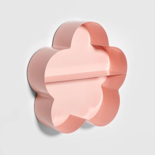 Metal Flower Kids' Shelf Pink - Pillowfort™: Decorative Wall Sculpture, Flower Shaped Kids Wall Shelf, Iron Frame