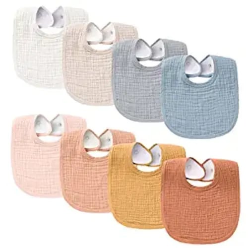 Muslin Baby Bibs - 8 Pack