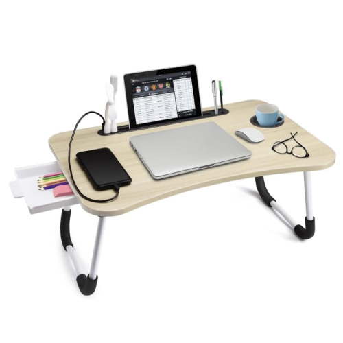 Ultra Large Portable Laptop Bed Table - Multi functional tray holder with cup holder and drawer, - Perfect for eating, reading, and writing on beds, sofas, floors - Stable, durable, and foldable