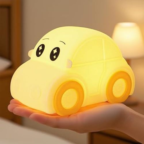 Cute Baby Toddler Car Kids Night Light for Kids, Dimmable+1800mAh Rechargeable+Timer+Portable+Silicone+Squishy, Touch Breastfeeding Bedside Night Lamp, Funny Girls Boy Gifts