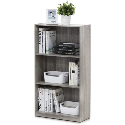 Furinno BASIC Book Shelf, 3-Tier Bookshelf with Open Shelves, Standing Bookcase, 9.3" x 21.8" x 39.5", for Organization and Storage, for Living Room, Bedroom, Home Office, French Oak
