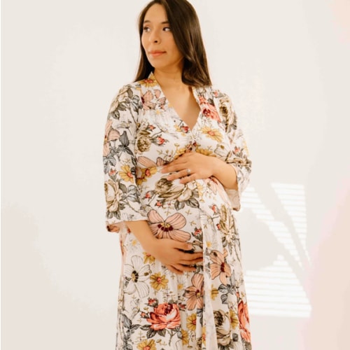 Lila Labor & Postpartum Gown in Vintage Floral