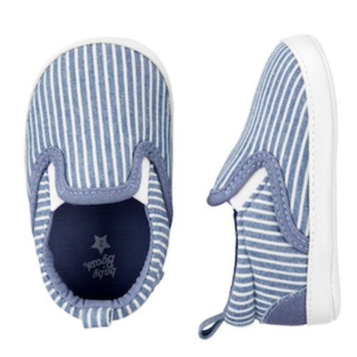 Striped Chambray Slip-On Baby Shoes