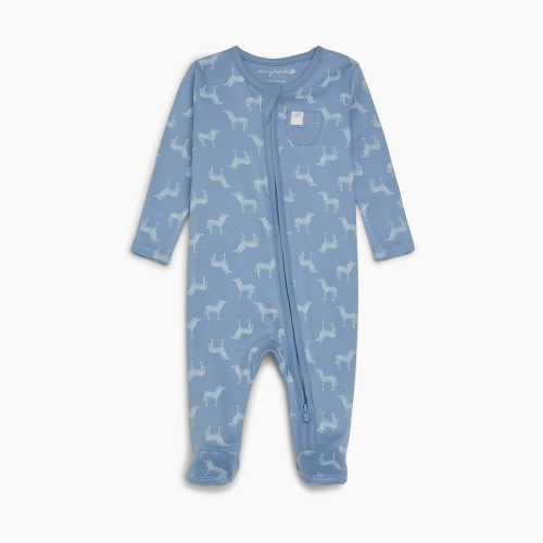 Tiny Kind Printed Zip Up Footie - Ashely Blue Zebra, 0-3M