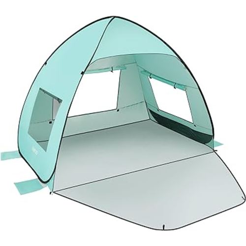 TOBTOS UPF 50+ Pop Up Beach Tent, Easy Set Up Beach Umbrella, Sun Shelter for 2-3 People UV Protection Portable Sunshade, Baby Canopy Cabana, Lightweight with Carry Bag
