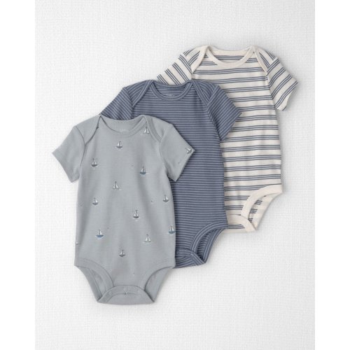 Baby 3-Pack Organic Cotton Bodysuits in Sail Away Print - Little Planet | Carter's