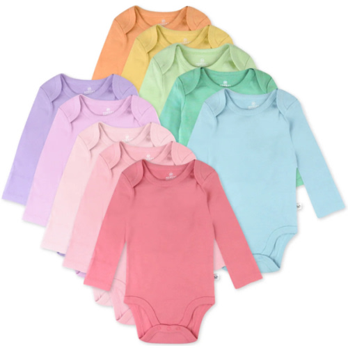 10-Pack Organic Cotton Long Sleeve Bodysuits (3-6M)