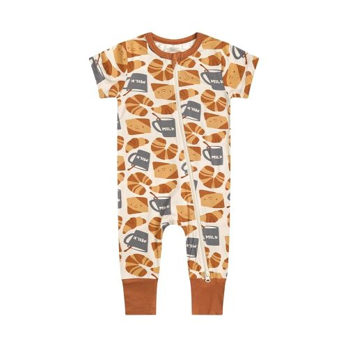 Teach Leanbh Toddler Unisex Baby Bamboo Viscose Pajamas 2 Way Zipper Short Sleeve Footless Romper Jumpsuit Sleep and Play