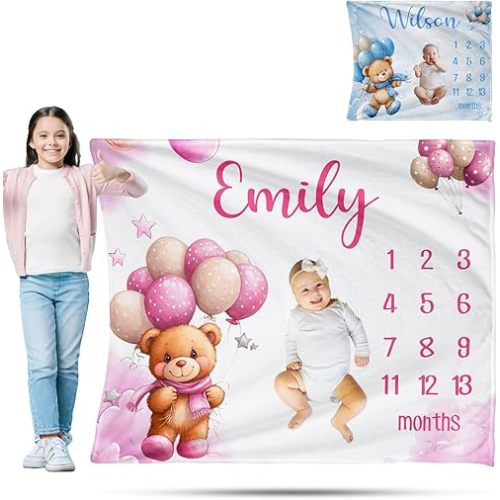 Ship Next Day, Personalized Baby Blanket for Boys Girls - Printed in USA, Custom Baby Blanket with Name Super Soft Plush Flannel, Easter Christmas Brithday Gifts for Baby Shower Kids Toddlers Newborn