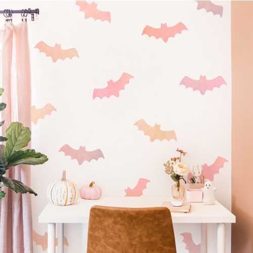 Halloween Bat Wall Decals - Removable, Reusable Wall Stickers - Bat Wall Decor, Pastel Halloween Decor, Watercolor Halloween Wall Art