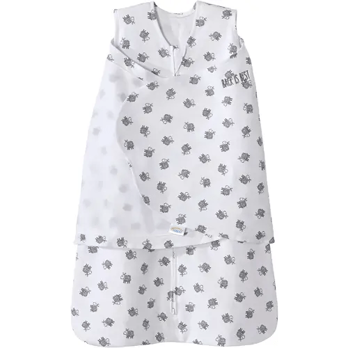 HALO 100% Cotton Sleepsack Swaddle, 3-Way Adjustable Wearable Blanket, TOG 1.5, Lamb Scribble White, Small, 3-6 Months