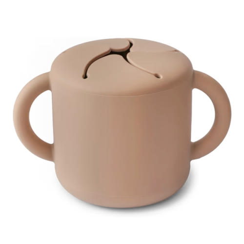 mushie Silicone Snack Cup | Spill Proof Food Container for Toddler and Baby (Natural)