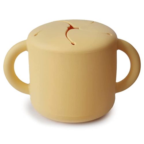 mushie Silicone Snack Cup | Spill Proof Food Container for Toddler and Baby (Daffodil)
