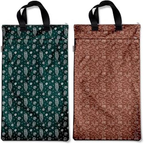 Mama Koala Diaper Pods, Portable Washable Reusable Baby Cloth Diapers Bags, 2pcs Medium Size for Travel Beach Laundry Pool Gym Yoga (W008L)