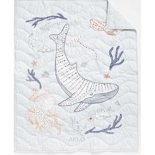 Pottery Barn Aquatic Life Organic Cotton Baby Crib Quilt