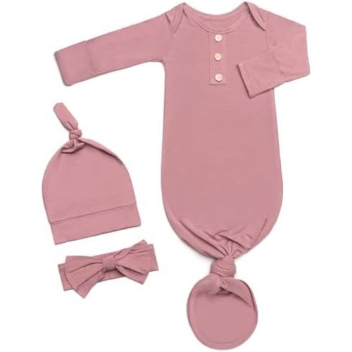 Infant Newborn Baby Knotted Gown, Sleepwear Romper Newborn Essentials Outfits Perfect for Newborn Boys and Girls Photography