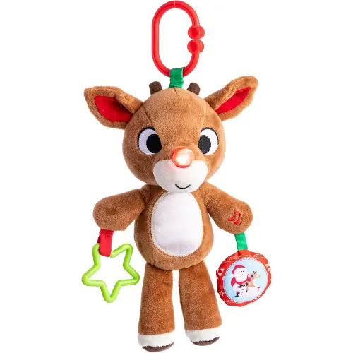KIDS PREFERRED Rudolph The Red-Nosed Reindeer On The Go Teether Developmental Activity Toy, 12 inches , Brown