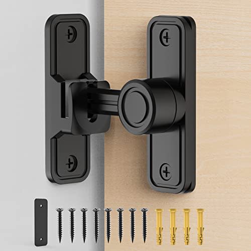 MeBantoo Sliding Barn Door Lock Hardware, 90 Degree Locks for Barn Doors, Flip Gate Latches for Garden, Bathroom, Outdoor, Garage, Window (Black)