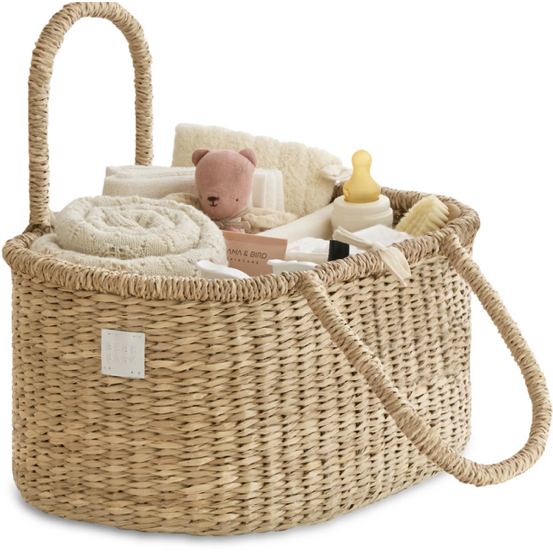 Baby Diaper Caddy Organizer "ROSA" Handmade & Natural by BEBE BASK® – BEBE BASK