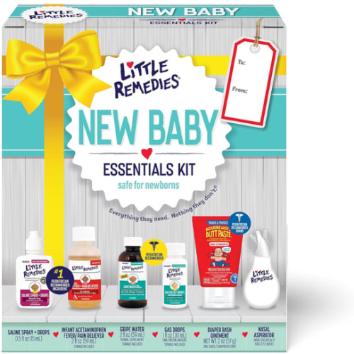 Amazon.com: Little Remedies, New Baby Essentials Kit, 6 Newborn Essentials, Saline Nasal Spray, Gas Relief Drops, Gripe Water, Fever Reliever, & Diaper Ointment : Health & Household