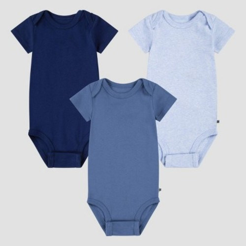 Huggies Baby Boys' 3pk Organic Bodysuit, Color: Blue, Size: Newborn