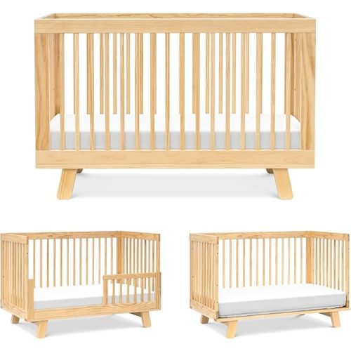 babyletto Hudson 3-in-1 Convertible Baby Crib with Toddler Bed & Daybed Conversion - Easy to Assemble - GREENGUARD Gold Certified w/ 4 Adjustable Mattress Heights - Natural