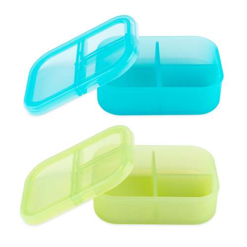 Silicone Bento Box 3 Section 2 Pack: Aqua Jelly