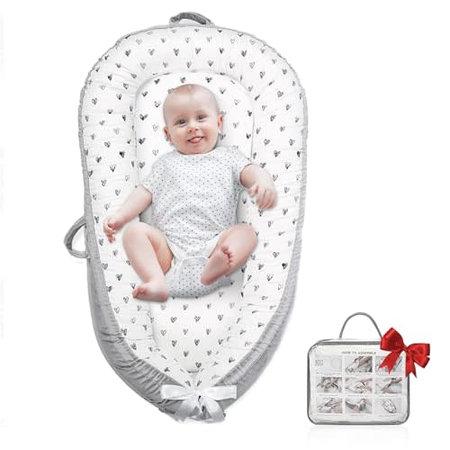 JOCUTE Baby Lounger,Portable Cosleeper, Polyester Cotton Infant Nest Cover, Comfortable Newborn Lounger, Ultra Baby Shower, Travel Baby Bed