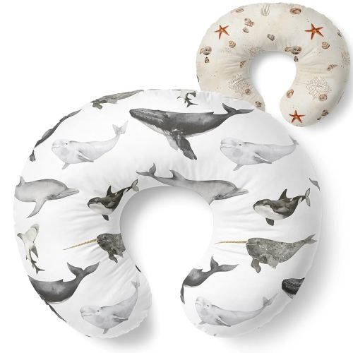 Pobibaby 1-Pack Premium Nursing Pillow Cover - Ultra Soft & Stretchy 96% Cotton, Breastfeeding Pillow Cover for Baby Boys and Girls (Seaside)