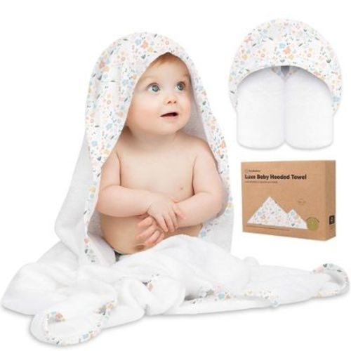 Luxe Baby Hooded Towel, Organic Baby Bath Towel, Hooded Baby Towels, Baby Beach Towel For Newborn, Kids (wildflowers)