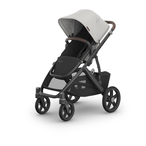 Uppababy Vista V3 Stroller Savannah - Pearl Gray Jacquard | Carbon Frame | Chestnut Leather