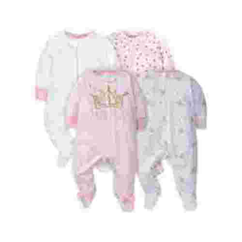 Gerber Baby Girl Sleep 'n Play Footed Pajamas, 4-Pack
