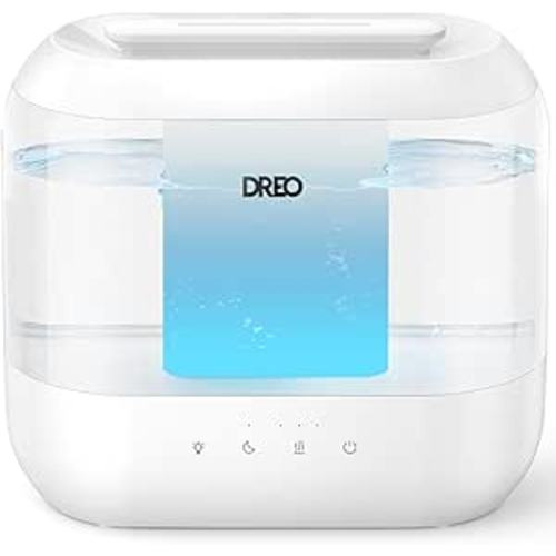 Dreo Humidifiers for Bedroom, Top Fill 4L Supersized Cool Mist Humidifier with Oil Diffuser and Nightlight, 32H Runtime, Quiet Ultrasonic Humidifiers for Home, Large Room, Baby Nursery and Plants - Standard - White