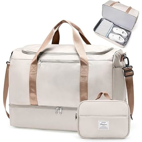 Extra Large Travel Duffle Bag,Carry on Overnight Weekend Bag with Shoes Compartment,Weekender Bags for Women for Travel Business Trips Sport Hospital