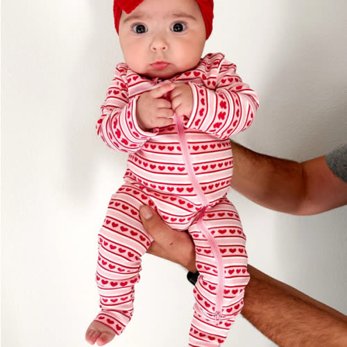 Valentine Stripe / Organic 2-Way Zip Romper – SpearmintLOVE