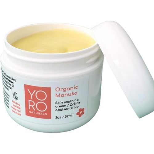 Organic Manuka Skin Soothing Cream for Sensitive Dry Skin, Itch Control, Rosacea, Honey Eczema Relief, Natural Psoriasis Moisturizer & Dyshidrotic Eczema Balm for Face and Body (2 OZ)